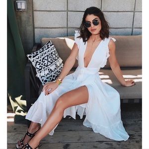 Majorelle Revolve Mistwood Wrap Dress in White